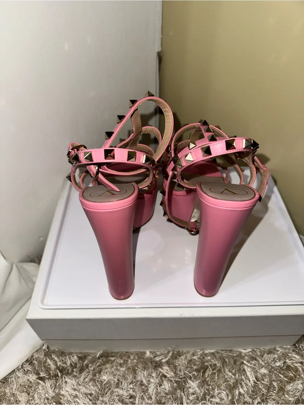Valentino Garavani Pink Studded Platform High Heel Sandal